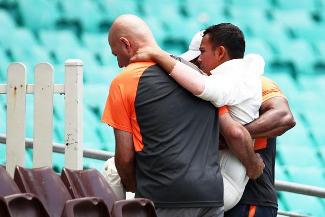 Prithvi Shaw is assisted off the field after getting injured