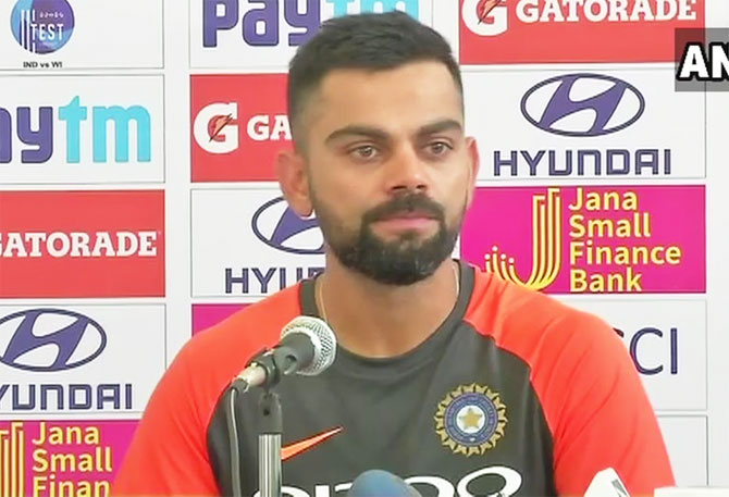 India captain Virat Kohli speaks at a press conference in Rajkot on Wednesday