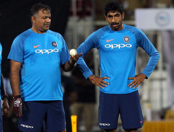 India bowling coach Bharat Arun with Jasprit Bumrah