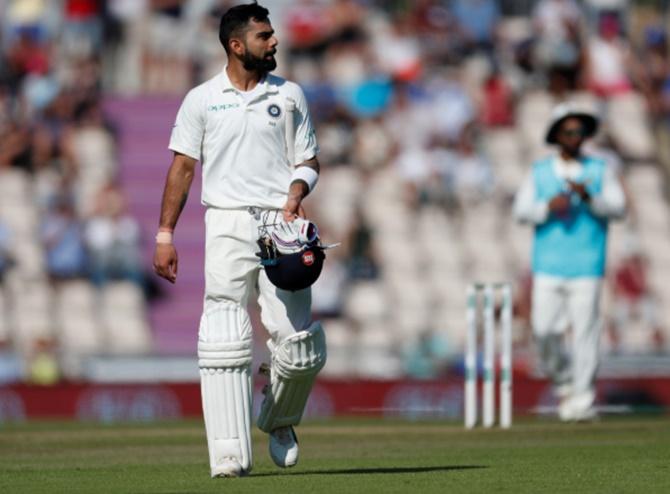  India's Virat Kohli looks dejected after being dismissed