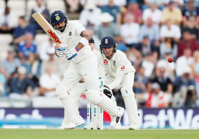India captain Virat Kohli bats during the fourth Test