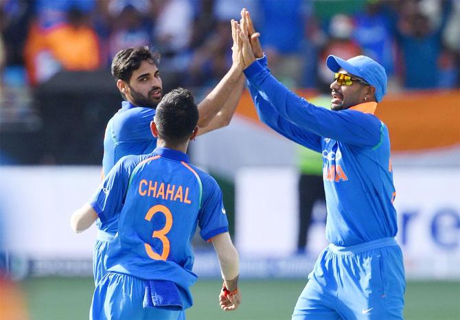 India players celebrate a wicket