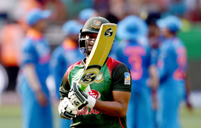 Shakib Al Hasan was dismissed  for 17 off 12 deliveries