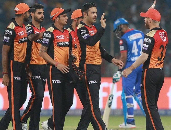 Sunrisers Hyderabad's offie Mohammad Nabi finished with impressive figures of 4-0-21-2 in the IPL match against Delhi Capitals on Thursday