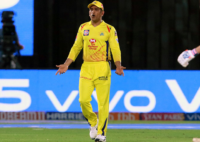 Chennai Super Kings captain Mahendra Singh Dhoni stormed on to the field during the IPL match against Rajasthan  Royals on Thursday