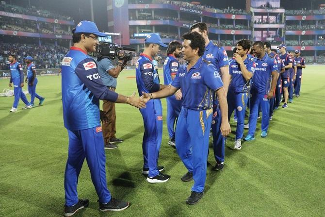 Tendulkar and Ganguly at IPL match