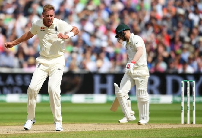 England bowler Stuart Broad appeals