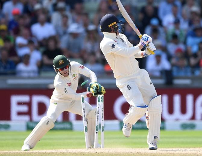 England's Jason Roy is bowled by Nathan Lyon