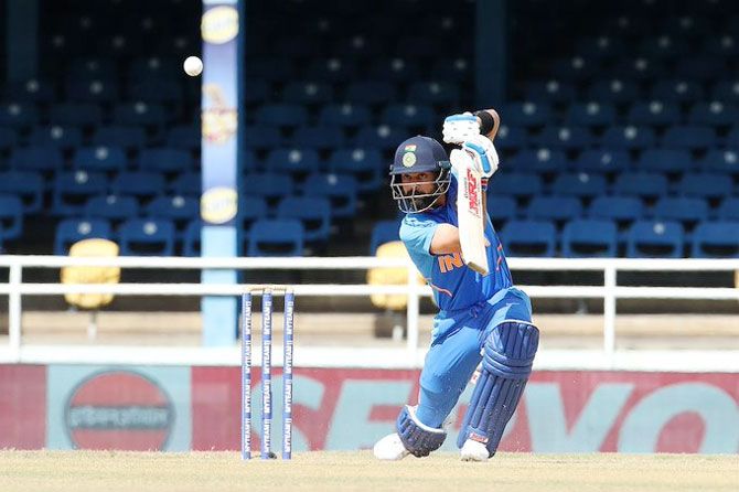 Virat Kohli bats en route his 42nd ODI ton during the 2nd ODI against West Indies in Port of Spain, Trinidad on Sunday