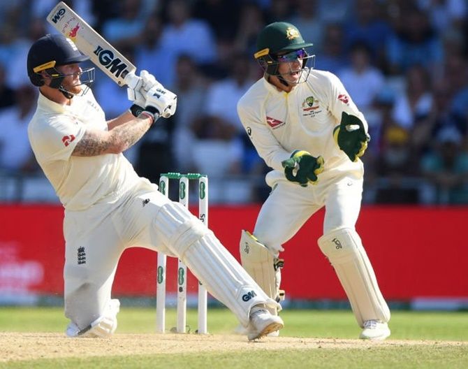 Ben Stokes bats during his match-winning innings in the 3rd Ashes Test match on Sunday