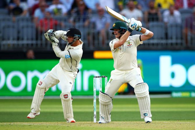 Australia's Steve Smith bats on Day 1