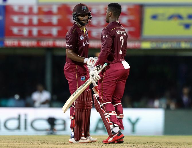 Shimron Hetmyer and Shai Hope shared a decisive 218-run stand for the second wicket