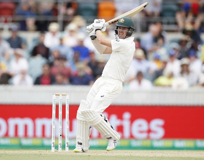 Australia's Travis Head bats en route his 91