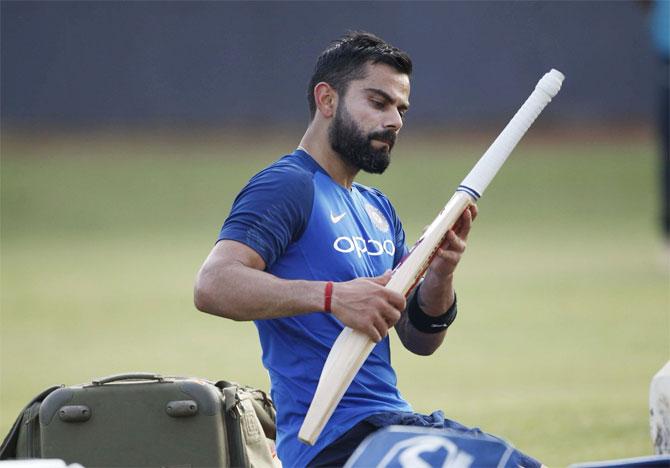 India captain Virat Kohli readies for a practice session in Visakhapatnam on Friday