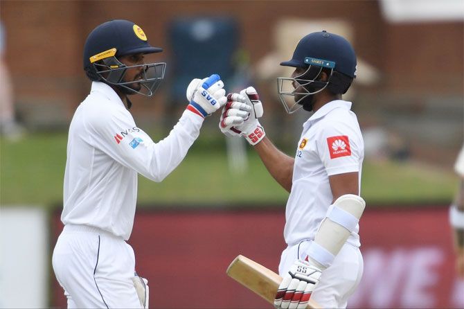 Oshada Fernandes and Kusal Mendis scored fifties on the third morning to help Sri Lanka become the first team from the subcontinent to record a series win in South Africa