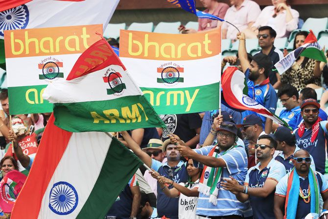 The Bharat Army in all their splendour at the Sydney Cricket Ground on Day 1 of the 4th Test in Sydney on Thursday
