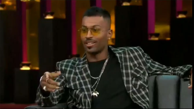 A screen grab of India all-rounder Hardik Pandya on Koffee with Karan