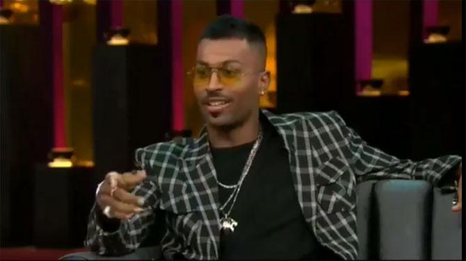 A screen grab of India all-rounder Hardik Pandya on Koffee with Karan