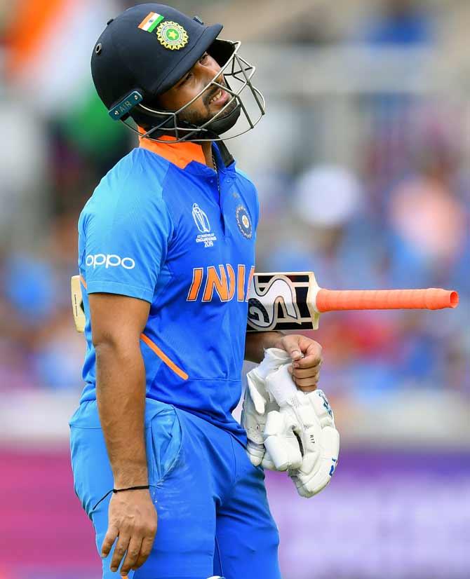 Rishabh Pant reacts after his dismissal. Photograph: Michael Steele/Getty Images