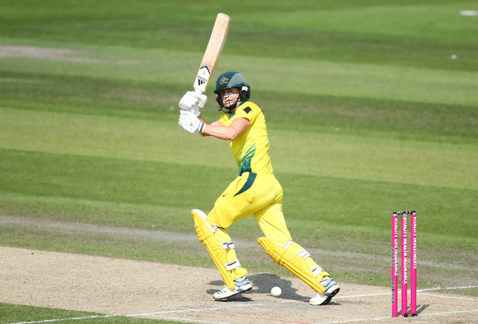 Australia's Ellyse Perry bats during the 2nd Vitality Women's T20I against England at The 1st Central County Ground in Hove on Sunday