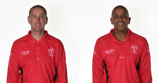 Umpires Michael Gough and Joel Wilson
