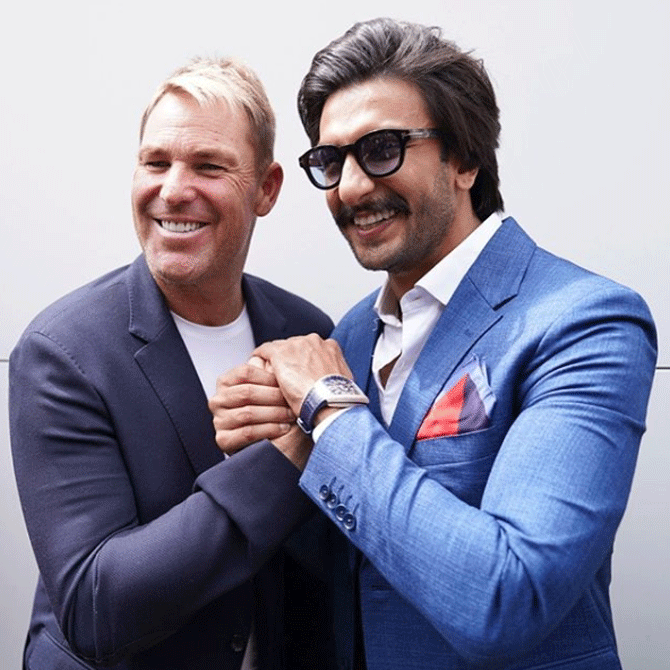 Ranveer Singh with Shane Warne