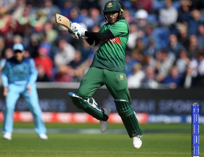 Shakib Al Hasan bats during the match against England on Saturday