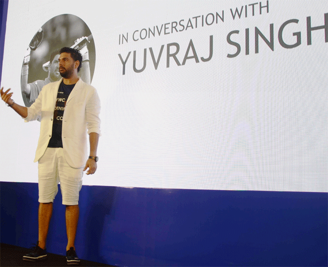Yuvraj Singh speaks to the media as he announces his retirement from international cricket in Mumbai on Monday