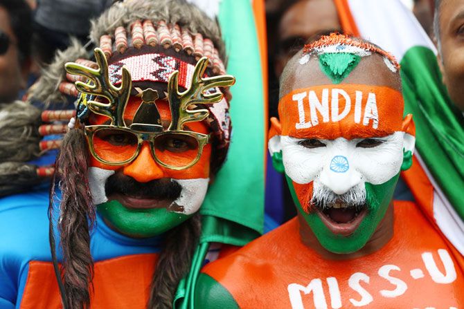 India supporters in all their splendour during their ICC Cricket World Cup match against Pakistan at Old Trafford in Manchester on Sunday