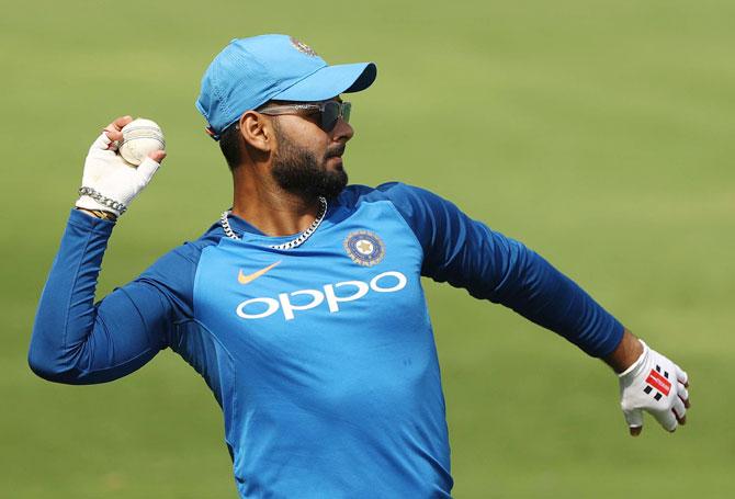 India's Rishabh Pant at a nets sessuon in Hyderabad on Friday