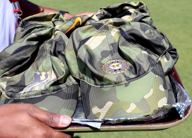 The camouflage military cap sported by the Indian players during the Ranchi ODI