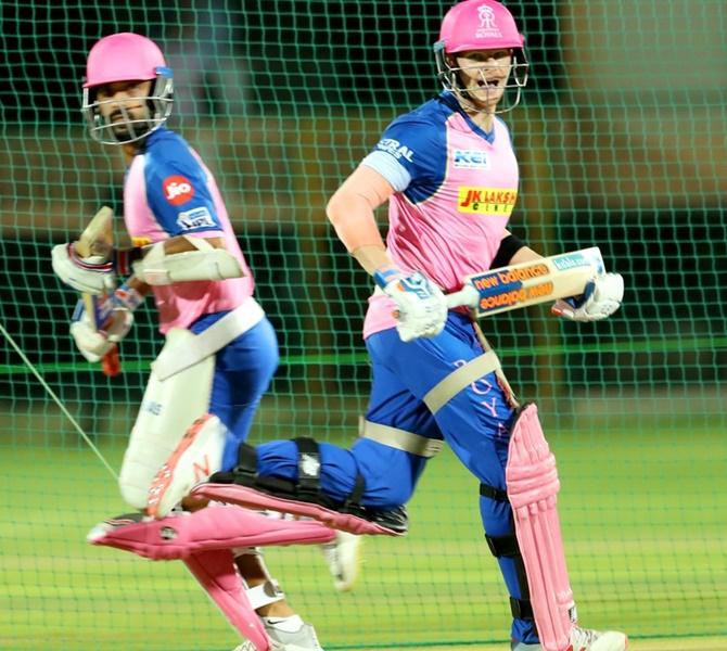 Rajasthan Royals' Ajinkya Rahane and Steven Smith