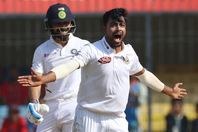 Bangladesh pacer Abu Jayed picked four of the six Indian wickets, including the prized scalp of Virat Kohli in the first Test