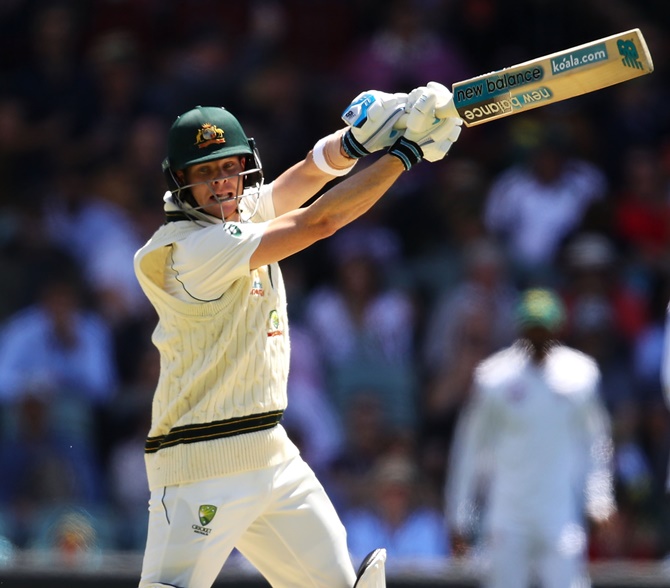 Australia's Steve Smith bats during Day 2 of the second Test against Pakistan at the Adelaide Oval.