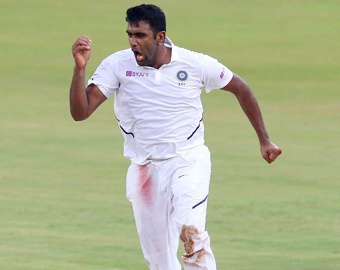 Ravichandran Ashwin launches into a celebratory run after dismissing Quinton de Kock