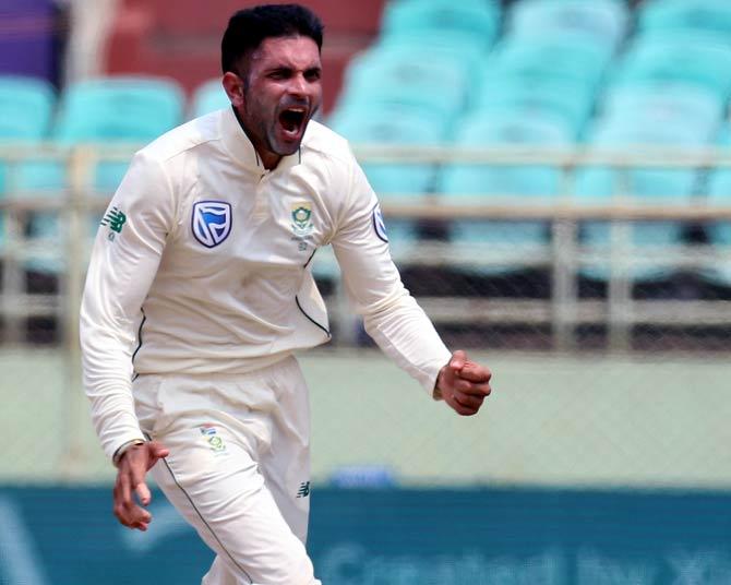 Keshav Maharaj dismissed first innings double centurion Mayank Agarwal.