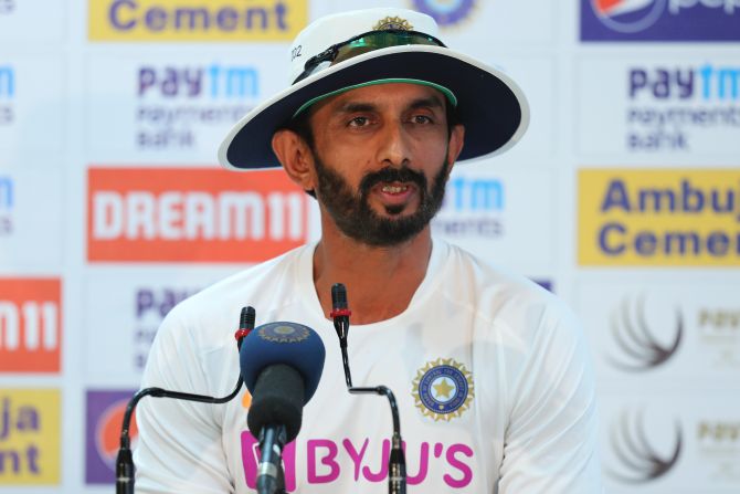 India's batting coach Vikram Rathour speaks to the media after Day 1 of the 3rd Test in Ranchi on Saturday