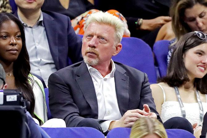 Muliple Grand Slam champion Boris Becker was present at the Roger Federer-Grigor Dimitrov quarter-final