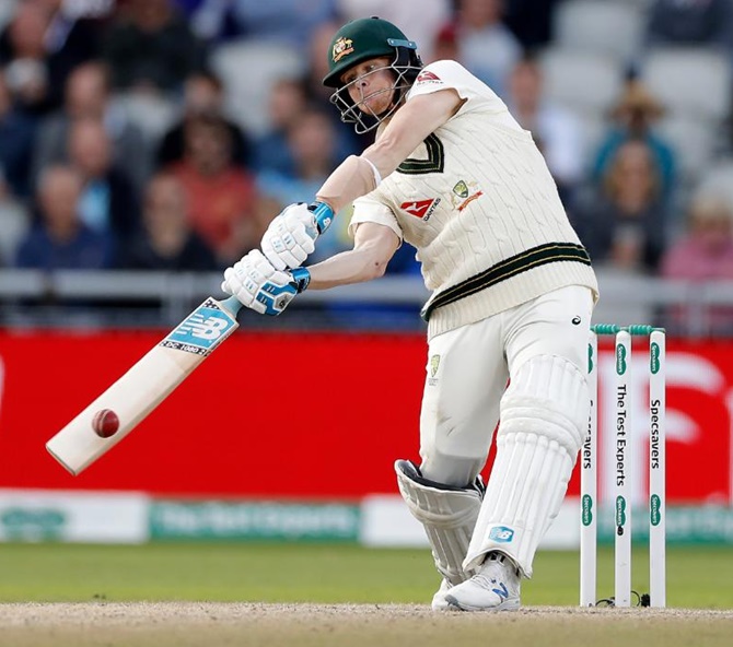 Smith scored 211 in the first innings, batting at times in chilly, blustering winds with frequent rain interruptions, and then 82 while his team mates struggled second time out