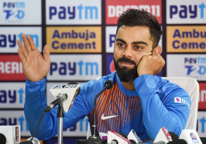 India captain Virat Kohli during a press conference in Dharamsala, on Saturday