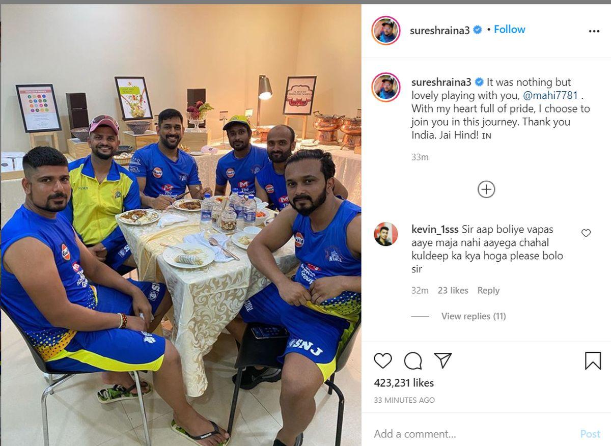 Suresh Raina's message on Instagram announcing his retirement