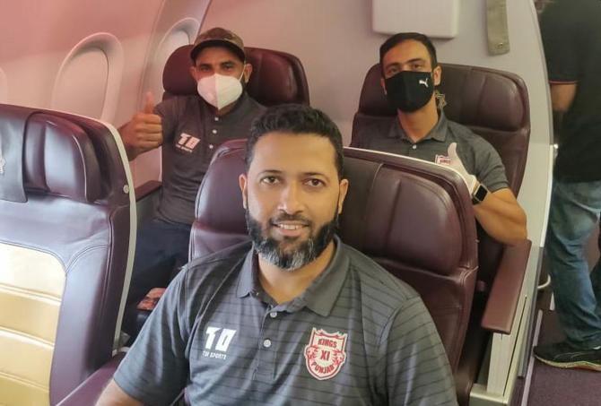 Kings XI Punjab coach Wasim Jaffar with Mohammad Shami