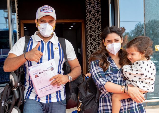 Rohit Sharma with his wife Ritika Sajdeh and daughter Samaira Sharma. Sources in the team management said it was really thoughtful of the BCCI to go that extra mile to get permission for the families to accompany the players and support staff on such a long tour in the current COVID-19 scenario.