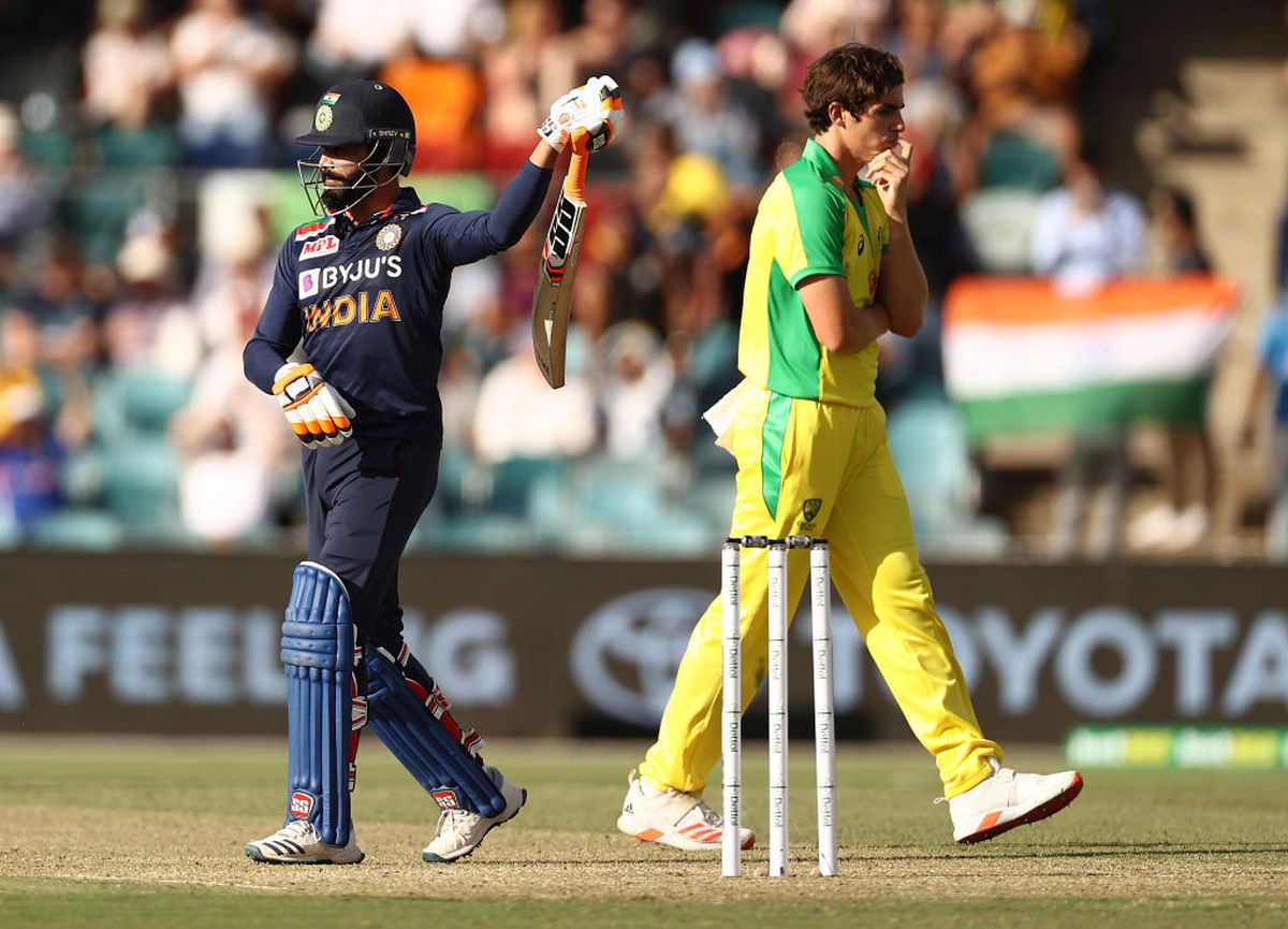 Ravindra Jadeja celebrates in signature style on completing his half ton