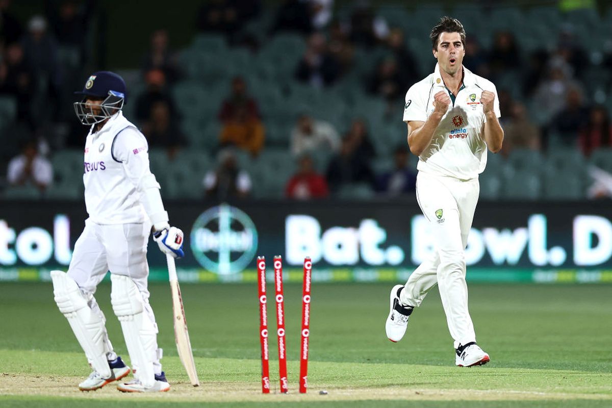 Pat Cummins celebrates on dismissing Prithvi Shaw on Day 2 of the 1st Test at Adelaide Oval on Friday, December 18. India were bundled out for a mere 36 in the 2nd essay as Australia claimed an eight-wicket win on Day 3 in Adelaide.