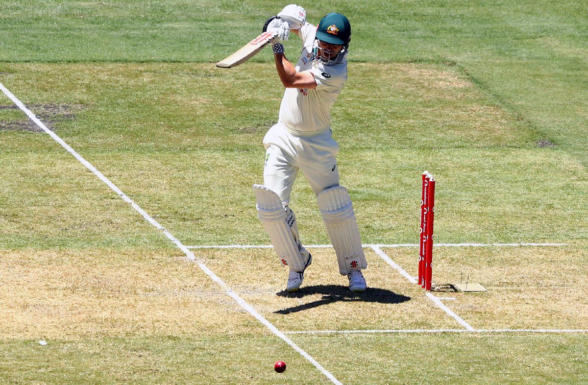 Travis Head of Australia bats during Day 1