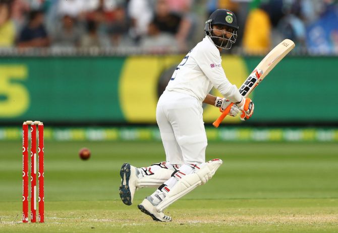 Ravindra Jadeja bats on Day 2 of the second Test against Australia 