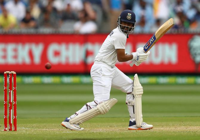 Ajinkya Rahane of India bats during Day 2