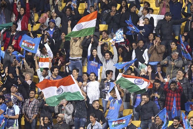 Indian fans celebrate victory over New Zealand in the 4th T20I in Wellington.