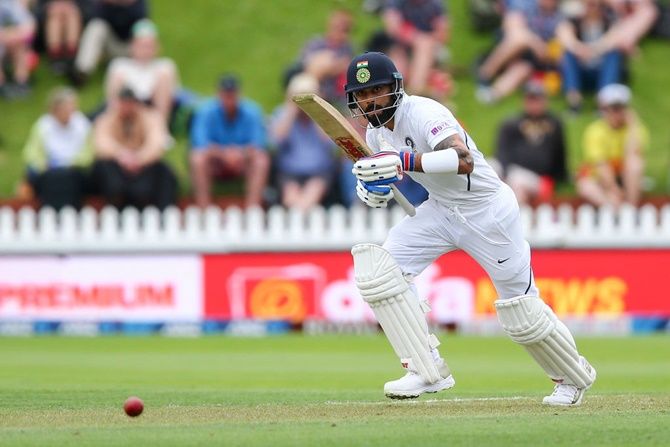 Virat Kohli bats during Day 1 of the first Test against New Zealand at Basin Reserve, in Wellington.